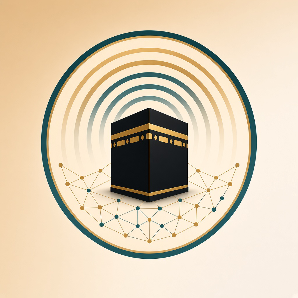 Hajj Sonar emblem: sonar waves over a mesh network
